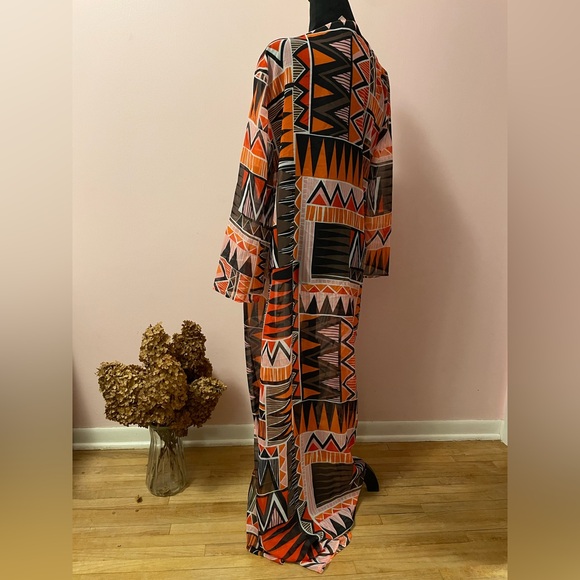Monif C. Aztec Orange Swim Coverup. - Picture 5 of 7